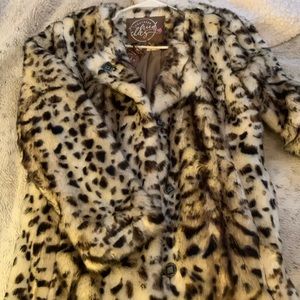 Snow Leopard Faux Fur Coat